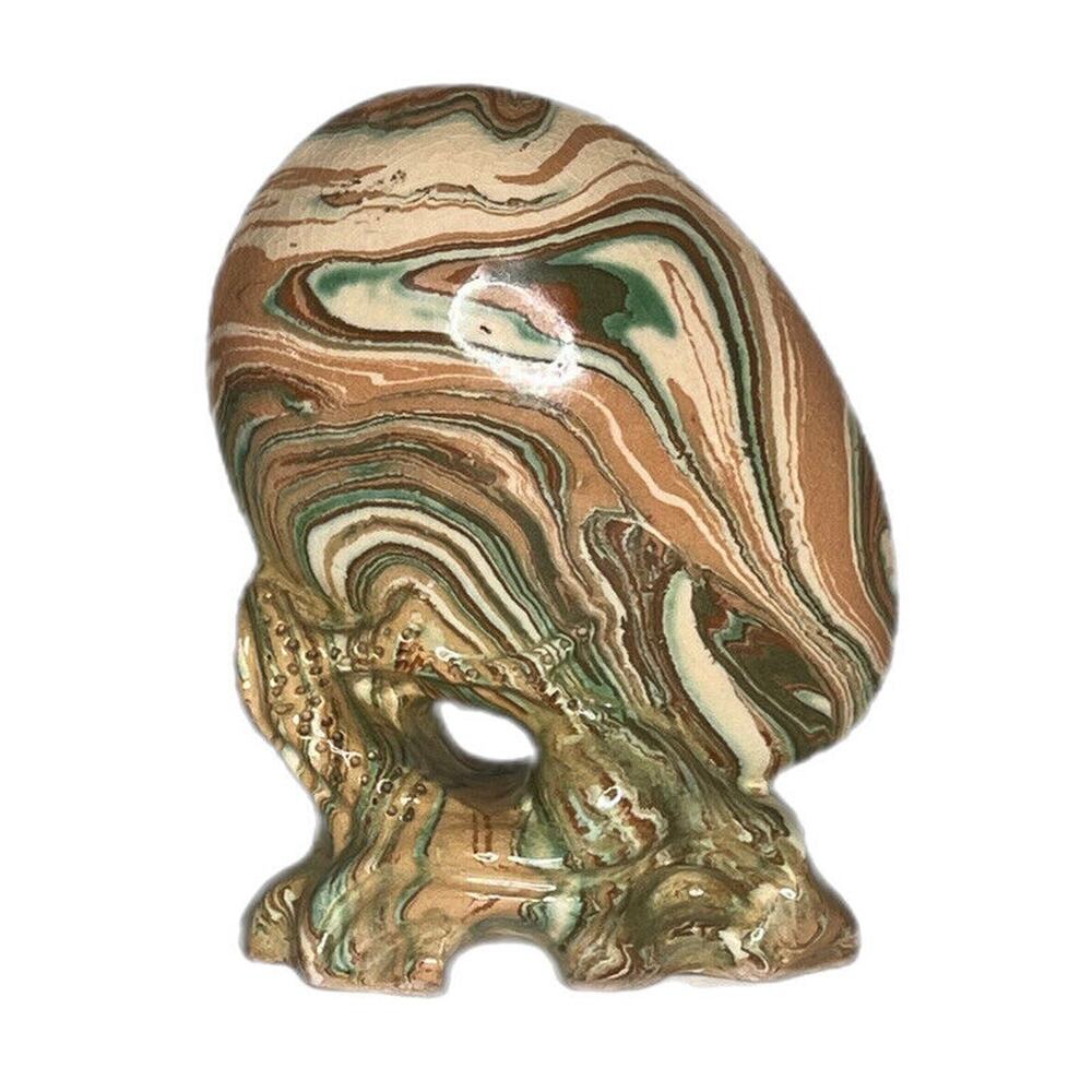 VTG 60s MCM Chinese Ceramic Art Sculpture Marbled Glaze Abstract - Picture 2 of 6